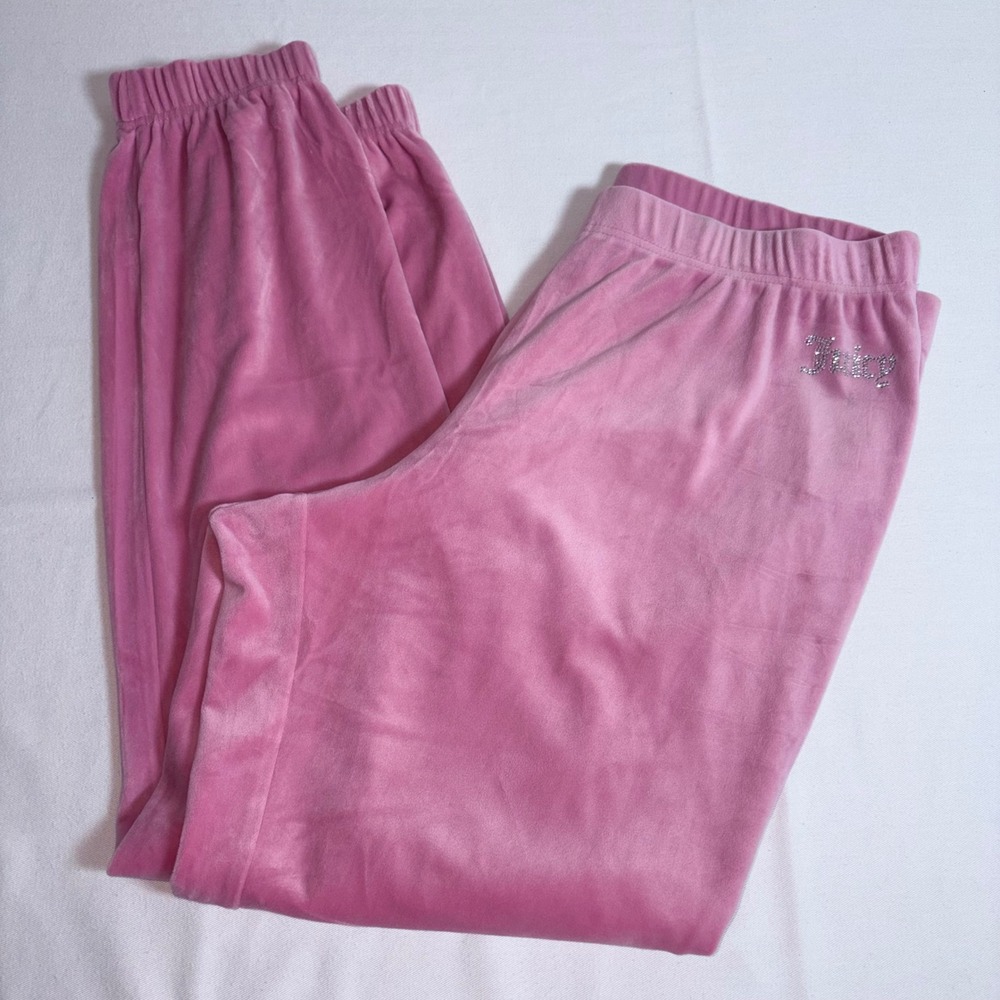 Juicy Couture Velour Joggers XL rose Pink Rhinestone Logo Y2K Lounge Pants new